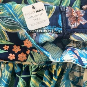 2 piece set matching set from fashion nova leaf me be floral skirt set size xs